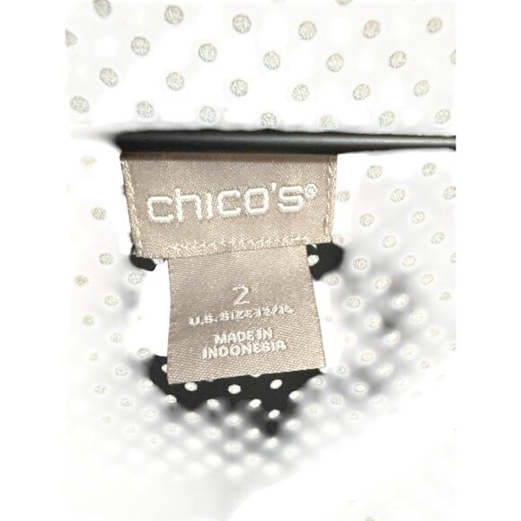 Chicos Black & White Polka Dot Blouse Size 12/14 - Picture 2 of 4